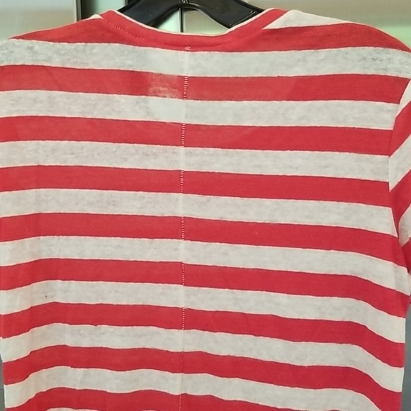 💕MICHAEL STARS💕 Harbor Stripe Colleen Crewneck Tee Poppy Stripe Red & White - Picture 8 of 9